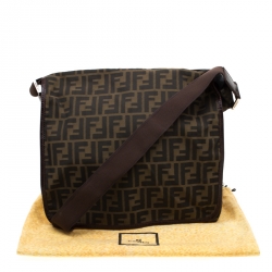 Fendi Tobacco Zucca Nylon Messenger Bag