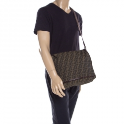 Fendi Tobacco Zucca Nylon Messenger Bag