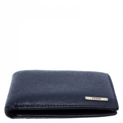 Fendi Navy Blue Leather Bifold Wallet