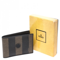 Fendi Tobacco Coated Canvas Pequin Bifold Wallet