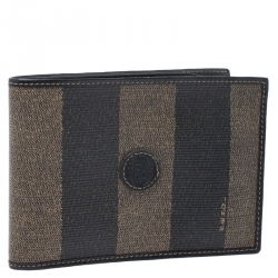 Fendi Tobacco Coated Canvas Pequin Bifold Wallet