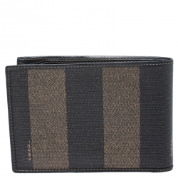 Fendi Tobacco Coated Canvas Pequin Bifold Wallet