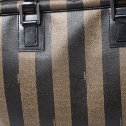 Fendi Khaki/Black Pequin Stripe Coated Canvas Briefcase