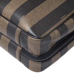 Fendi Khaki/Black Pequin Stripe Coated Canvas Briefcase