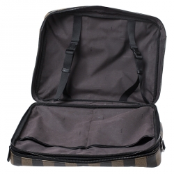 Fendi Khaki/Black Pequin Stripe Coated Canvas Briefcase