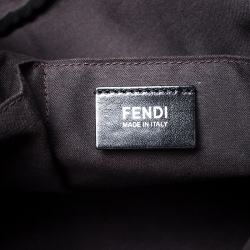 Fendi Khaki/Black Pequin Stripe Coated Canvas Briefcase