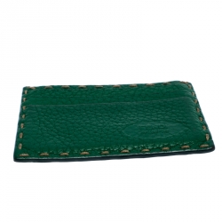Fendi Green Selleria Leather Card Holder