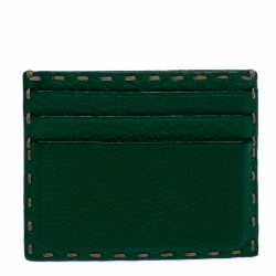Fendi Green Selleria Leather Card Holder
