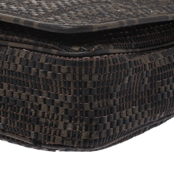 Fendi Tobacco Zucca  Woven Coated Canvas Messenger Bag