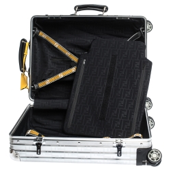 Pre Owned FENDI x Rimowa Black/Yellow Aluminium Cabin Trolley Suitcase