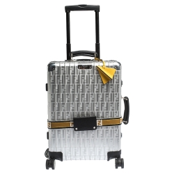 Pre Owned FENDI x Rimowa Black/Yellow Aluminium Cabin Trolley Suitcase