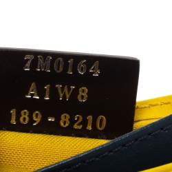 Pre Owned Fendi Blue/Yellow Leather Monster Eye Card Holder