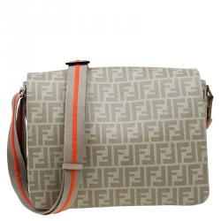 Fendi Beige Zucca Saplmati Coated Canvas Messenger Bag