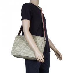Fendi Beige Zucca Saplmati Coated Canvas Messenger Bag