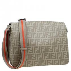 Fendi Beige Zucca Saplmati Coated Canvas Messenger Bag