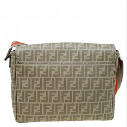 Fendi Beige Zucca Saplmati Coated Canvas Messenger Bag