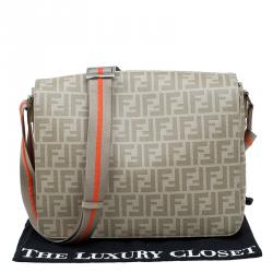 Fendi Beige Zucca Saplmati Coated Canvas Messenger Bag