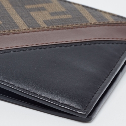 Fendi Brown/Black Zucca Coated Canvas and Leather Bifold Wallet