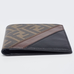 Fendi Brown/Black Zucca Coated Canvas and Leather Bifold Wallet