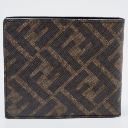 Fendi Brown/Black Zucca Coated Canvas and Leather Bifold Wallet
