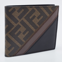 Fendi Brown/Black Zucca Coated Canvas and Leather Bifold Wallet