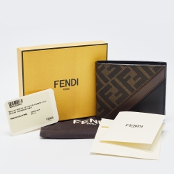 Fendi Brown/Black Zucca Coated Canvas and Leather Bifold Wallet