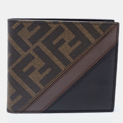 Fendi Brown/Black Zucca Coated Canvas and Leather Bifold Wallet