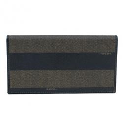 Pre Owned Fendi Black Striped Pequin Men Bifold Wallet