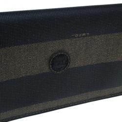 Pre Owned Fendi Black Striped Pequin Men Bifold Wallet