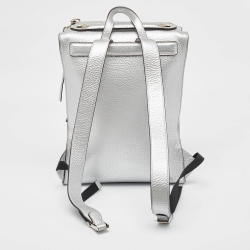 Fendi Silver Selleria Leather Slim Backpack