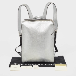 Fendi Silver Selleria Leather Slim Backpack