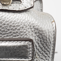 Fendi Silver Selleria Leather Slim Backpack