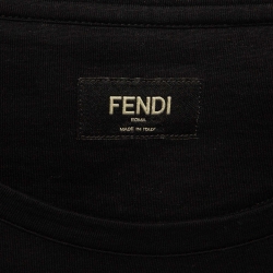 Fendi Black FF Applique and Sequin Cotton Jersey T-Shirt M