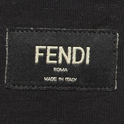 Pre Owned Fendi Black Zucca Applique Cotton T-Shirt L