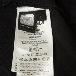 Pre Owned Fendi Black Zucca Applique Cotton T-Shirt L