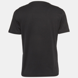 Pre Owned Fendi Black Zucca Applique Cotton T-Shirt L