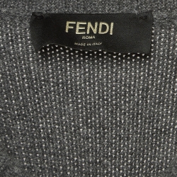 Pre Owned Fendi Grey Logo Intarsia Cashmere Knit Sweater M