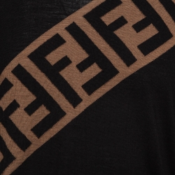 Fendi Black Zucca Intarsia Fleece Wool Sweater L