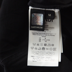 Pre Owned Fendi Black Cotton Jersey Logo Appliqued T-Shirt M 