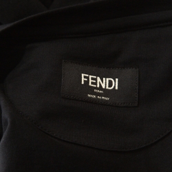 Pre Owned Fendi Black Cotton Jersey Logo Appliqued T-Shirt M 