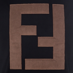 Pre Owned Fendi Black Cotton Jersey Logo Appliqued T-Shirt M 