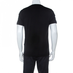 مملوكة مسبقًا Fendi Black Cotton Zucca Logo Embroidered T Shirt L