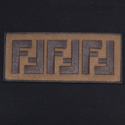 مملوكة مسبقًا Fendi Black Cotton Zucca Logo Embroidered T Shirt L