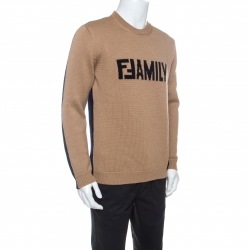 Pre Owned بلوفر فندي صوف بكر بالشعار ثلاثي اللون  L