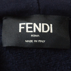 مملوكة مسبقًا هودي فندي شعار الماركة فيلكرو صوف شيرلينغ أزرق كحلي L