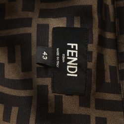 Pre Owned Fendi Brown FF Logo Printed Silk Long Sleeve Shirt XXL
