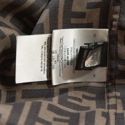 Pre Owned Fendi Brown FF Logo Printed Silk Long Sleeve Shirt XXL
