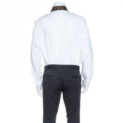 Pre Owned Fendi White Cotton FF Logo Collar Tailored Shirt XXXL