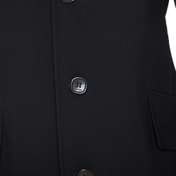 Fendi Black Wool Long Coat XL