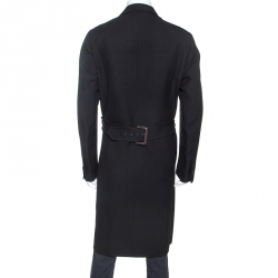 Fendi Black Wool Long Coat XL